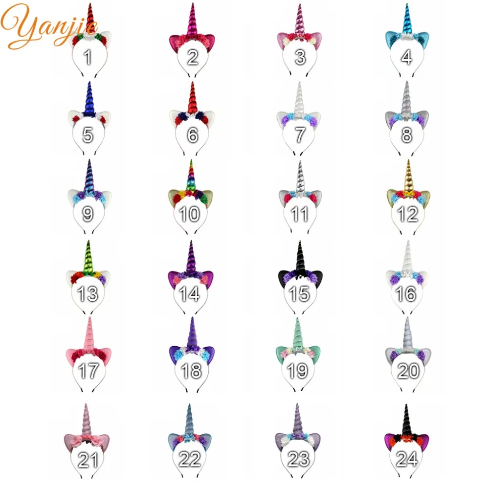 Радуга Единорог лента для волос девочек блеск мягкий Рог единорога повязка на