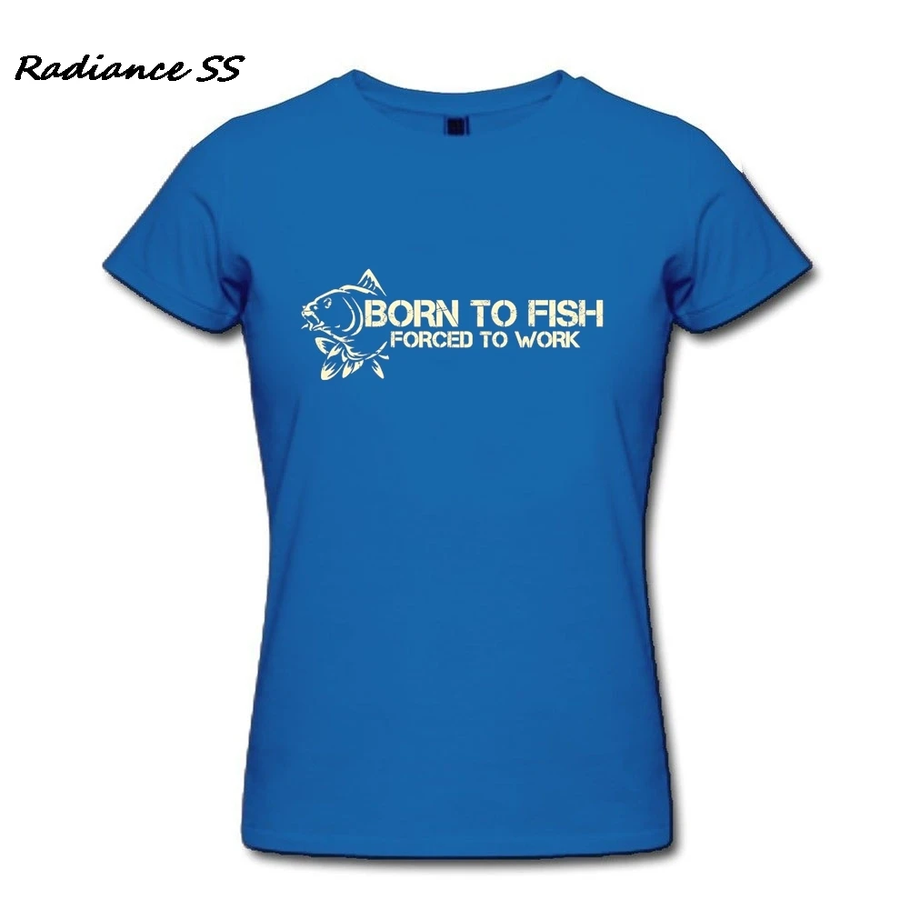 Женская стрейчевая футболка с коротким рукавом Born to Fish женская на заказ 2019|women t