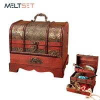 large vintage metal lock trinket jewelry storage box organizer handmade decorative wooden treasure case chest gift
