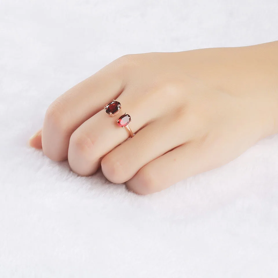 UMCHO 2.5ct натуральный красный гранат кольцо Настоящее 925 пробы серебряные кольца для женщин драгоценный камень подарок на день рождения Новинка