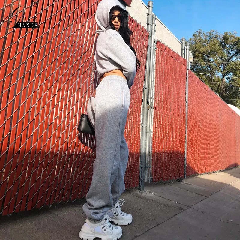 Gold Hands Winter Streetwear Ins Letter Print Slim Pockets Women Harem Pants Loose Pattern Casual Female Pant High Waist | Женская