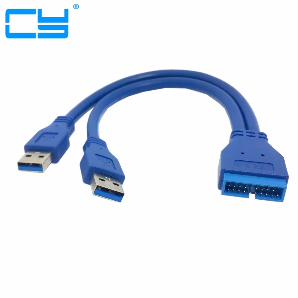 

2 Ports USB 3.0 A Type Male To Motherboard 20 Pin Header Female Cable 20cm For ASUS Usb3.0 20pin To 2 Port External Conversion