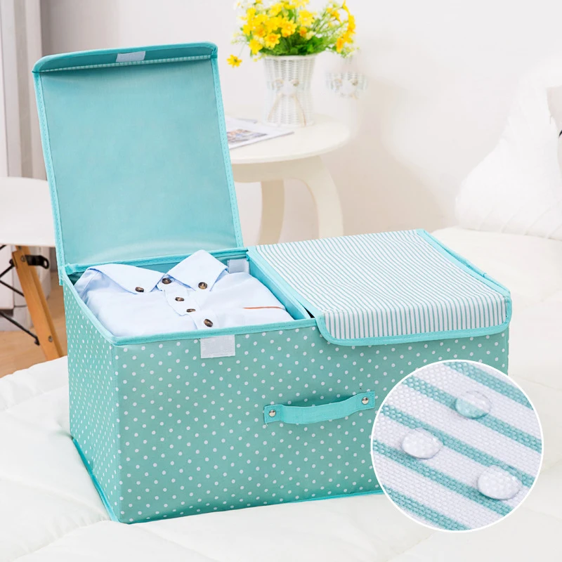Oxford Folding Storage Box Waterproof Organizer For Underwear Clothes Sundry Home Children's Toy Books Double Cover Boxes | Дом и сад