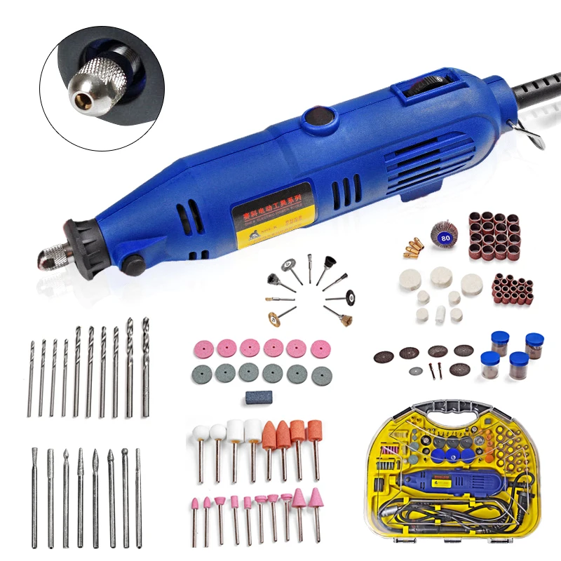 

130W Multifunctional Electric Grinder Mini Speed Regulating Electric Grinder 211pcs Rotary Tool Accessories Grinding Power Tools