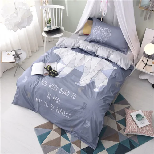 grey bear Мультфильм Постельное белье хлопок зеленый пододеяльник набор 3 шт./компл. мальчики постельное белье одного предмета для постельное белье 2-15year студент лиса Комплект постельного белья - Цвет: grey bear