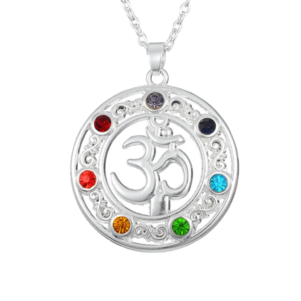 Красочные Стразы ОМ АУМ символ кулон индуистский Йога Ожерелье Мужчины