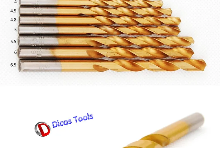 13 шт. набор сверл из быстрорежущей стали с титановым покрытием и круглым