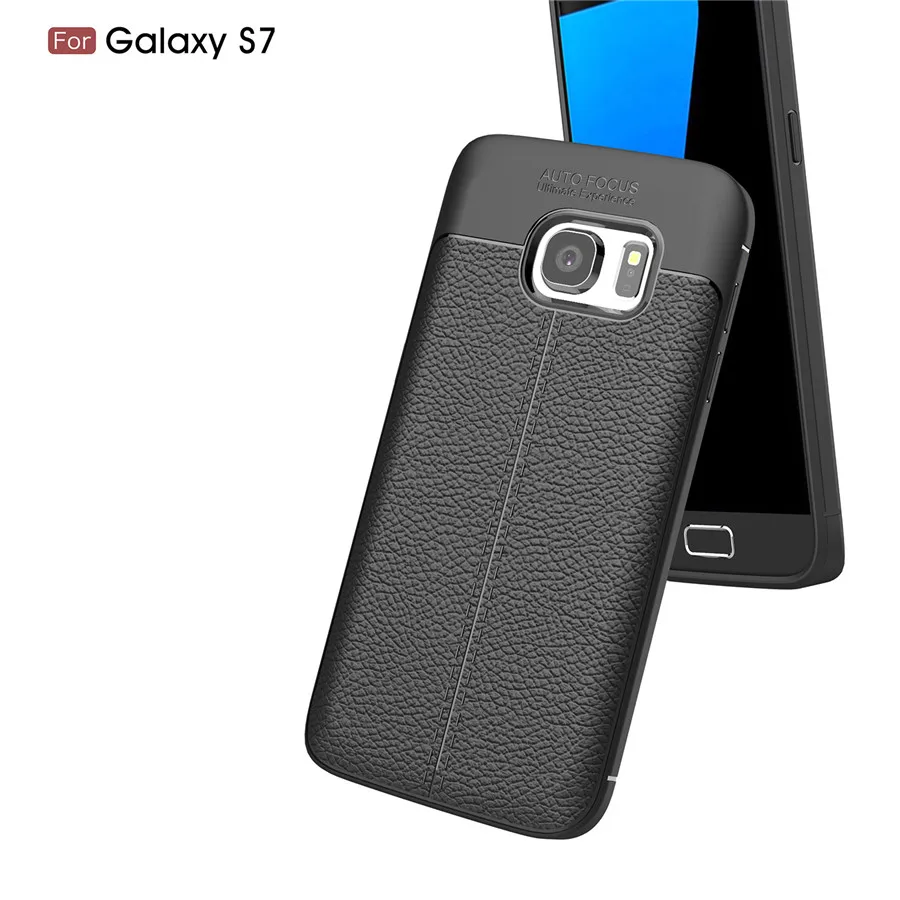 FUYUKEJI For Samsung Galaxy S7 Case Luxury TPU Silicone Imitation Leather Cover S 7 |