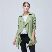 2019 new womens fashion windbreaker 5xl increase wild lapel irregular long sleeved female coats casual short jackets spring