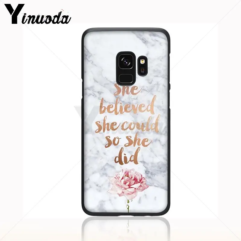 Чехол под мрамор Yinuoda Red Rose Power Girl черный мягкий чехол для телефона Samsung Galaxy s7 s10lite s9