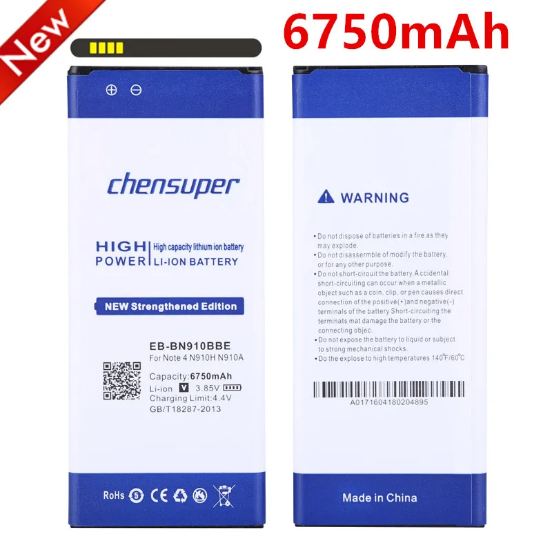 Новый аккумулятор 6750 мАч для Samsung Galaxy Note 4 Note4 N910 N910H N910A N910C N910F N910FQ N910X N910W N910T|n910