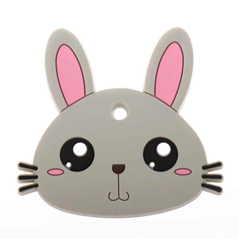 Mordedor de silicona con dibujos animados de conejo para beb&eacute;, collar de mascar sin Bpa, accesorios, juguete de dentici&oacute;n infantil, colgante para regalo de enfermera, 5 uds.-4