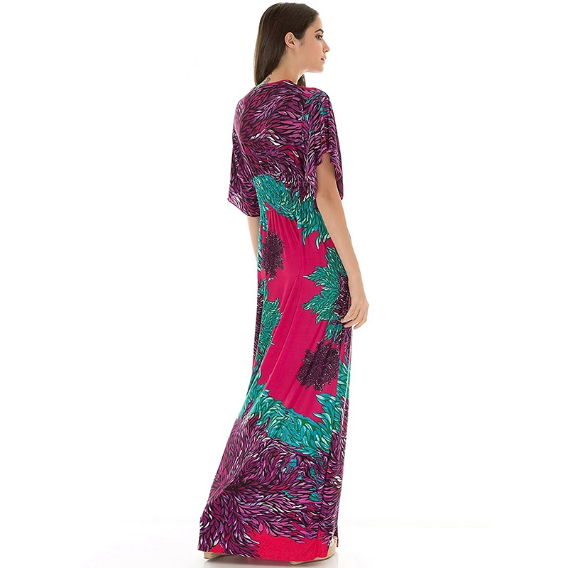 Женское пляжное платье макси повседневное длинное праздничное с v-образным