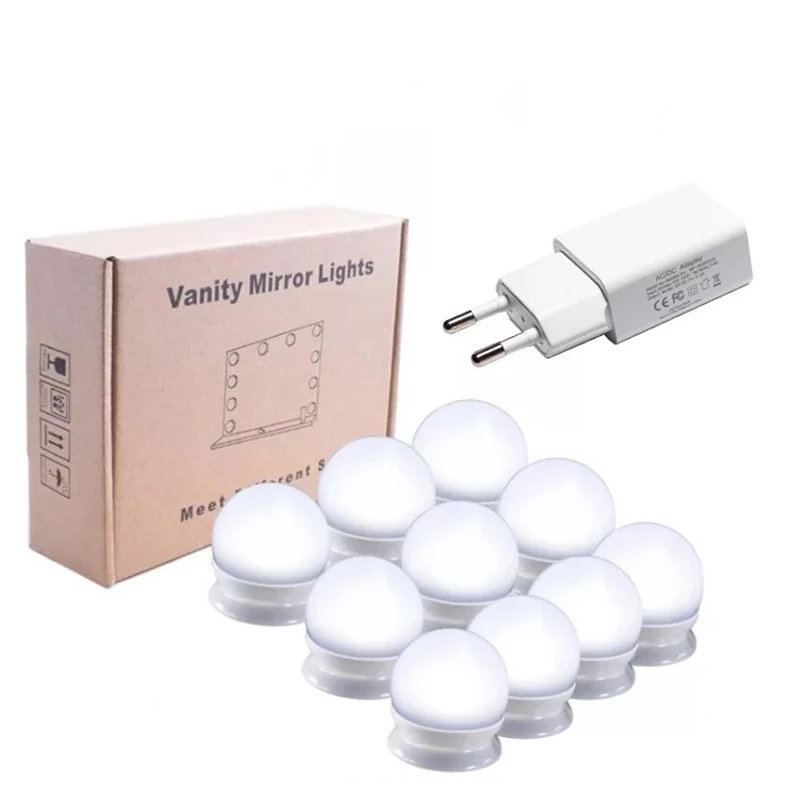 10LED With Eu plug 10 Светодиодный светильник для макияжа в голливудском стиле, супер яркий портативный косметический зеркальный светильник s Kit с usb-кабелем для зарядки - Цвет: 10LED With Eu plug