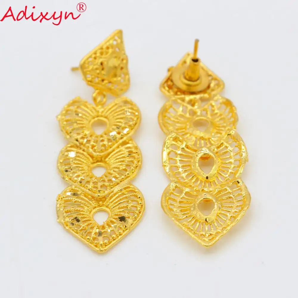 Adixyn Индии полые сердца этнические серьги для женщин золотой цвет/медь украшения