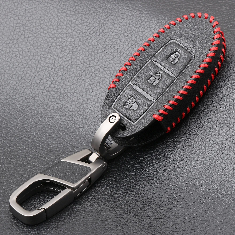 Кожаный чехол для ключей AndyGo Nissan Infiniti EX FX G25 G37 FX35 EX25 EX35 FX37 EX37 Q60 QX50 3 кнопки smart Key |