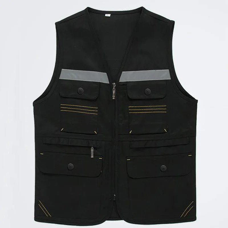 Black Safety Vest Светоотражающие сигнальный жилет безопасности рабочая одежда Reflectante Chaleco День Ночь защитный жилет для Велоспорт Открытый трафика DFZ021 - Цвет: Black Safety Vest