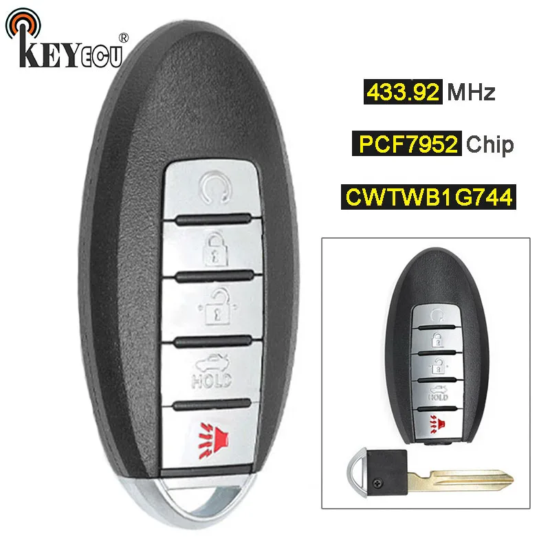 Чип KEYECU PCF7952 433 92 МГц FCC: CWTWB1G744 сменная умная фотография с 5 кнопками для Nissan патруль