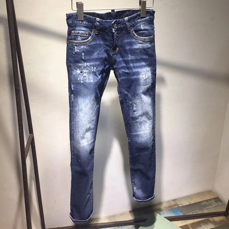 Осенние новые джинсы Изношенные дизайнерские женские большого размера высокое