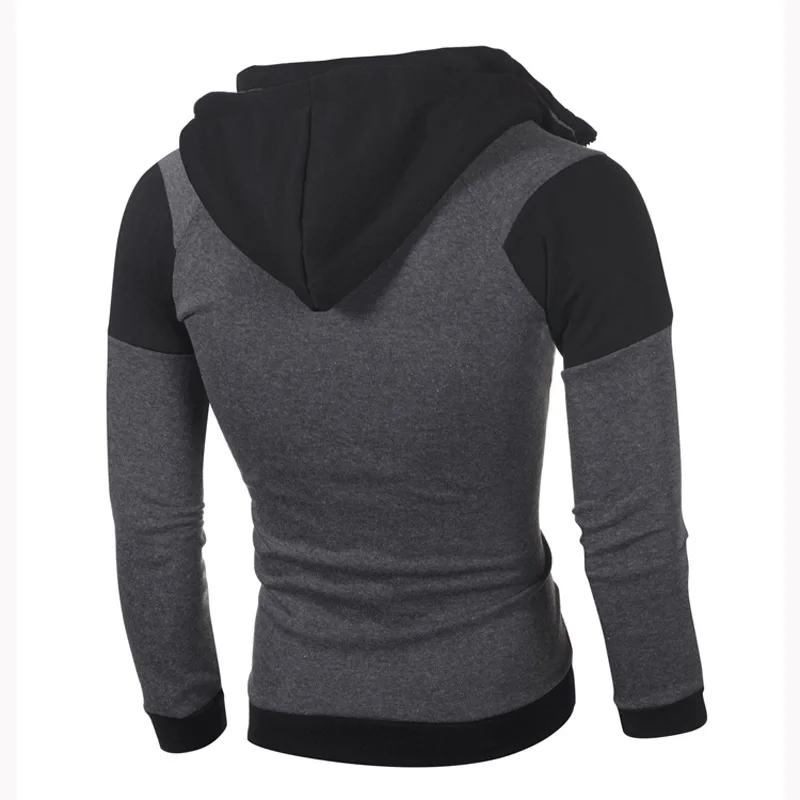 Spring Fall Male Cardigan Hoodies Coat Long Sleeve Hooded Sweatshirt Patchwork Double Zipper Jacket Men Sportwear Outwear MY110 | Мужская