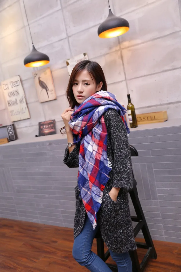 Новый Модный женский клетчатый шарф зима осень кашемировый брендовый акриловый