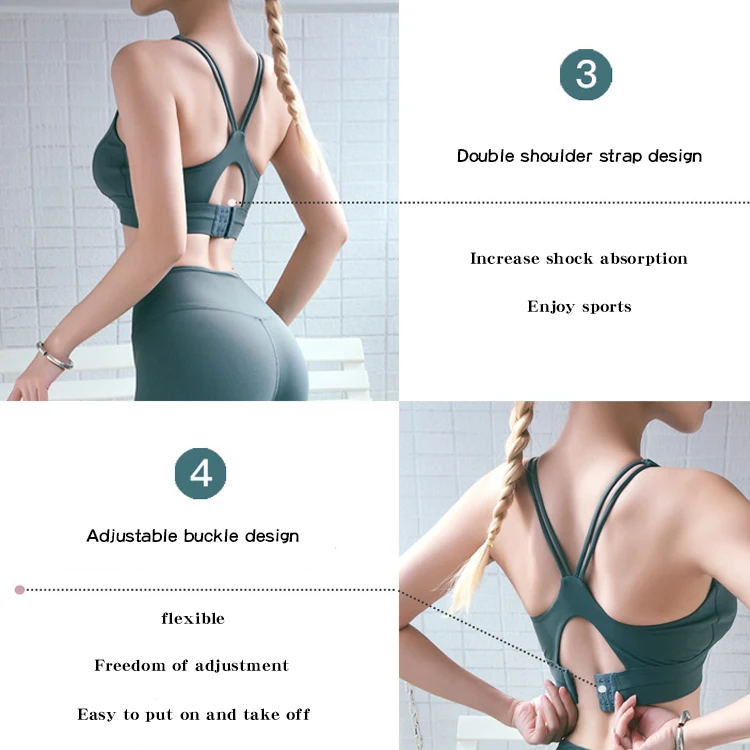 OCQBI women sport bra fitness bra push up shockproof sexy sports tank top Running Yoga Gym fitness adjustable deportivo mujer