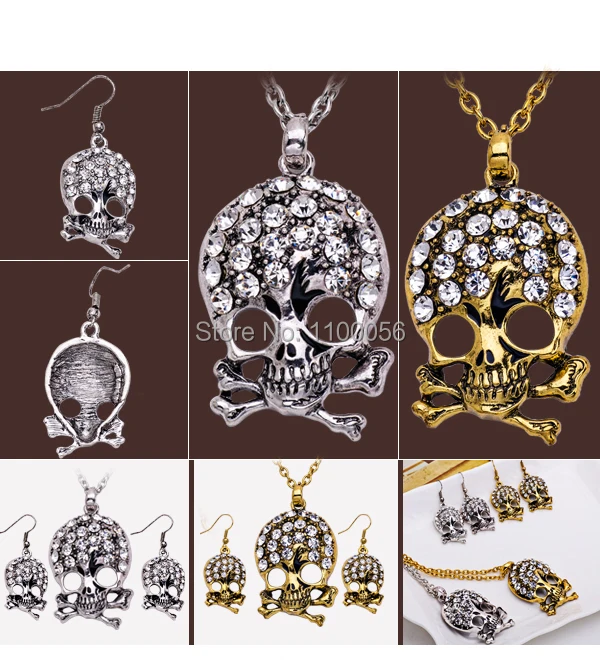 Красота Саудовская золотая цепочка ожерелье белые ювелирные изделия череп