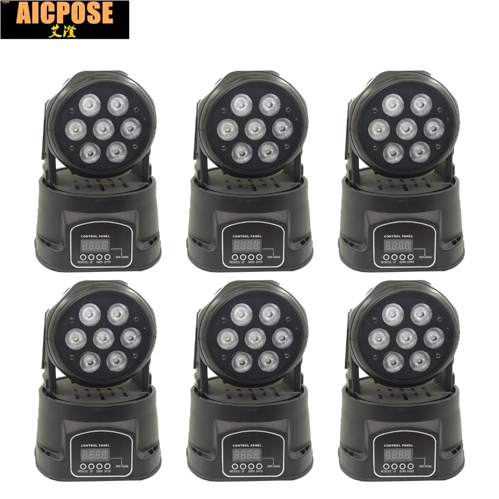 6 шт./лот 7x12 Вт RGBW quad mini led wash движущаяся головка LED stage светильник s Mini 14