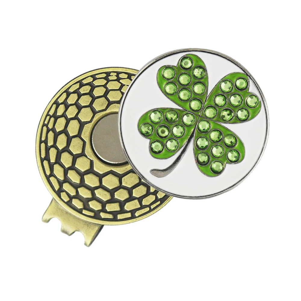 Clover Shamrock Bling отметка для мяча гольфа с магнитным зажимом шляпы античное латунное