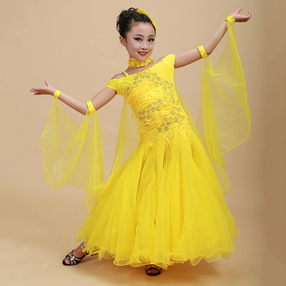 2018 Новое Детское бальное платье для танцев девочек 1 предмет 6 цветов с блестками