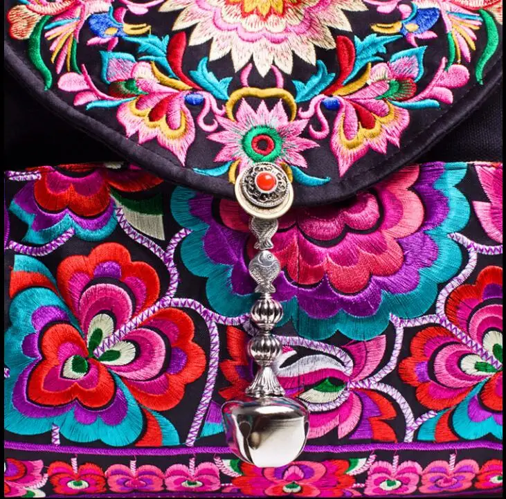 Женская винтажная сумка мессенджер с вышивкой в этническом стиле Boho Hmong для