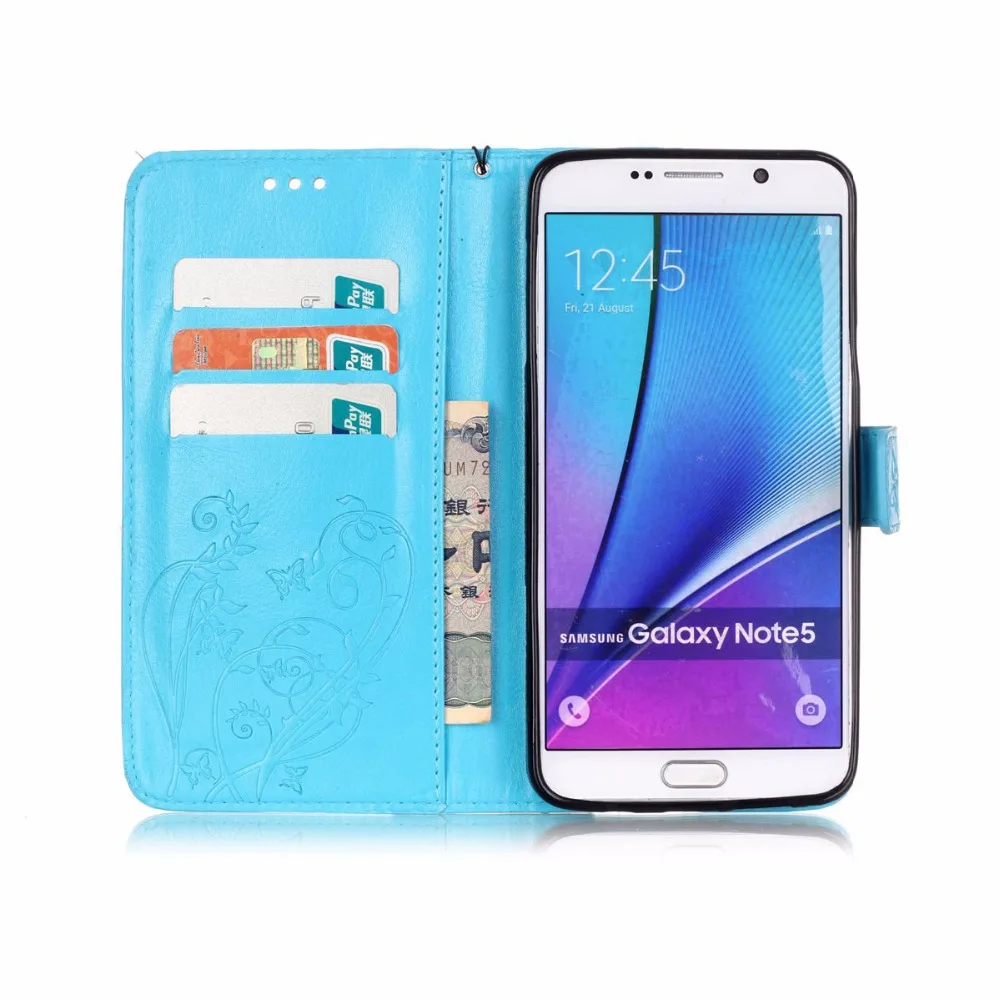 Выбито Лаванды Pattern Откидная Крышка Для Samsung Galaxy Note 5 N9200 дело PU Кожаный Бумажник