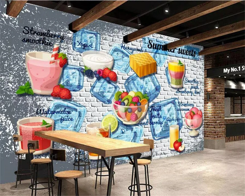 3d фотообои на заказ wellyu трехмерные фрески для холодных напитков магазина чая