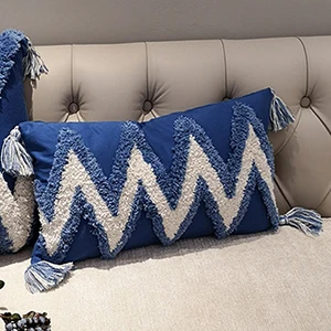 Zigzag 30x50cm Темно-синяя наволочка зигзаг Стеганные фоны ручной работы для софы, кистями картина из 3 частей размером 45*45 см - Цвет: Zigzag 30x50cm