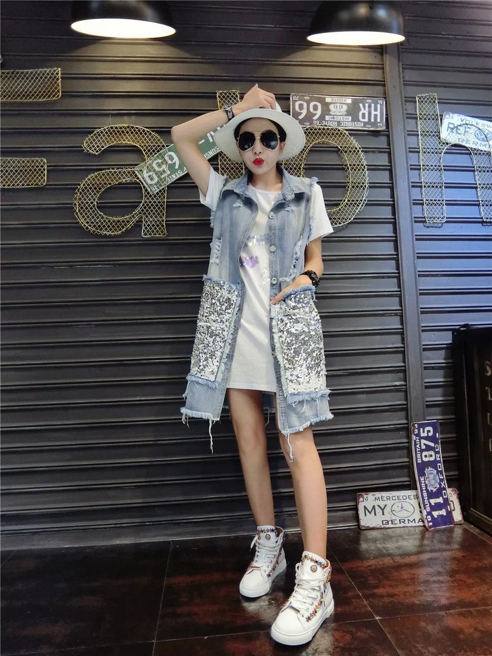 Длинный жилет пальто куртка без рукавов джинсовый зимний летний кардиган