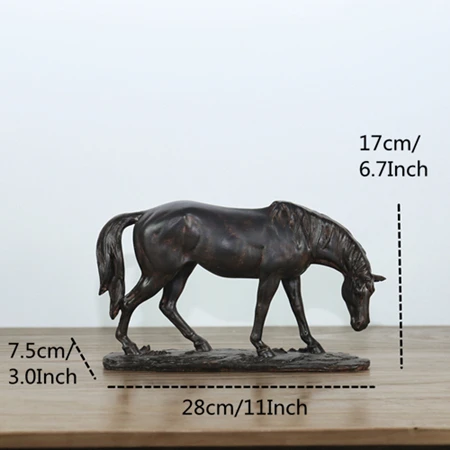 Black Horse Down VILEAD 17 см 31,5 см Фигурки лошадей из смолы креативная статуя животного винтажный домашний декор ремесла украшения для дома аксессуары - Цвет: Black Horse Down