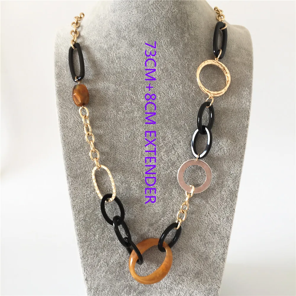 FASHION JEWELRY CASUAL GOLD COLOR PLATING CIRCLE LINKED LONG NECKLACE FOR WOMEN | Украшения и аксессуары
