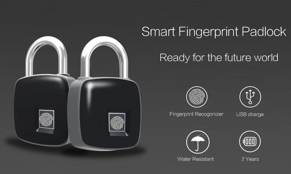 P3 USB Перезаряжаемый смарт-замок без ключа с отпечатком пальца IP65 Водонепроницаемый Противоугонный замок для безопасности двери чехол для багажа Замок
