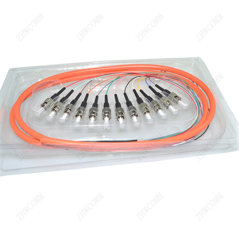 

ZHWCOMM ST 12 core 1.5m multi-mode fanout fiber optic Pigtails High quality Fiber Optical Patch Cord Free shipping