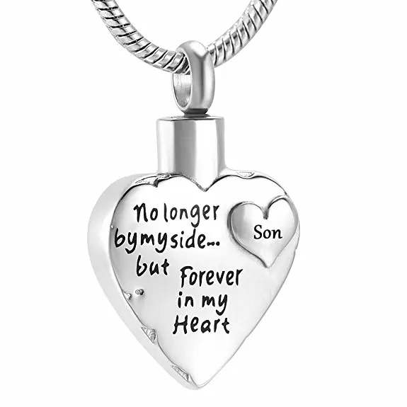 

HEART CREMATION NECKLACE Engraved-no longer by my side...but Forever in my Heart Dad/Mom/Son/Daughter/Nan/Brother/Sister/Pet Paw