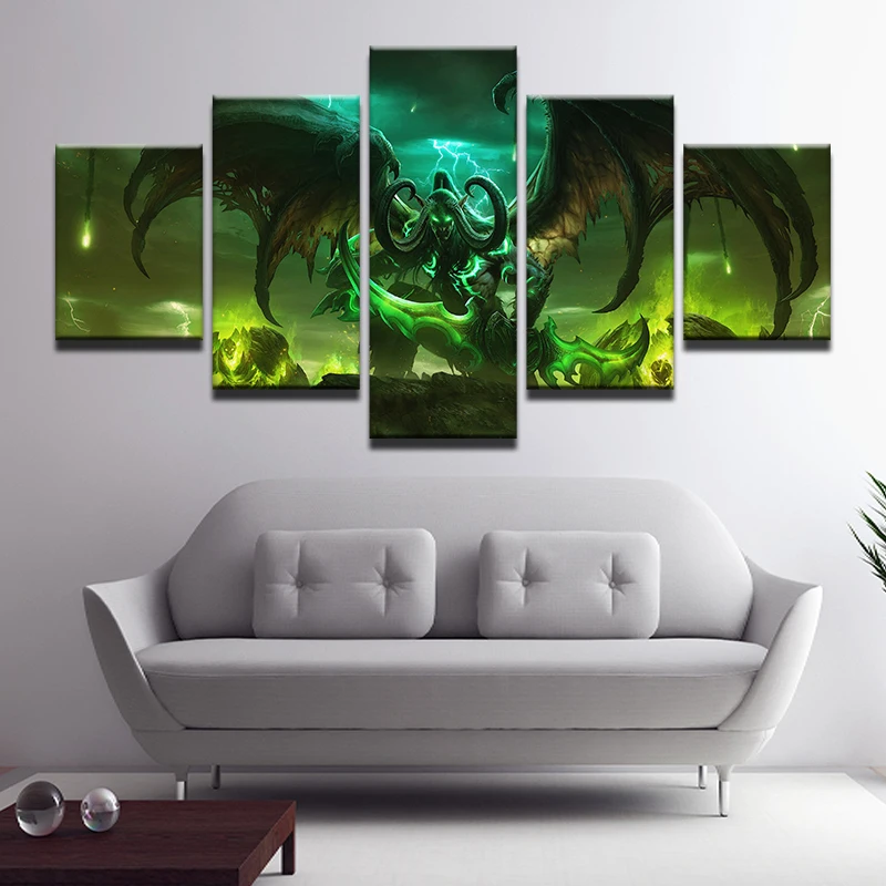Настенные художественные картины комнатный декор рамка 5 шт. World Of Warcraft холст
