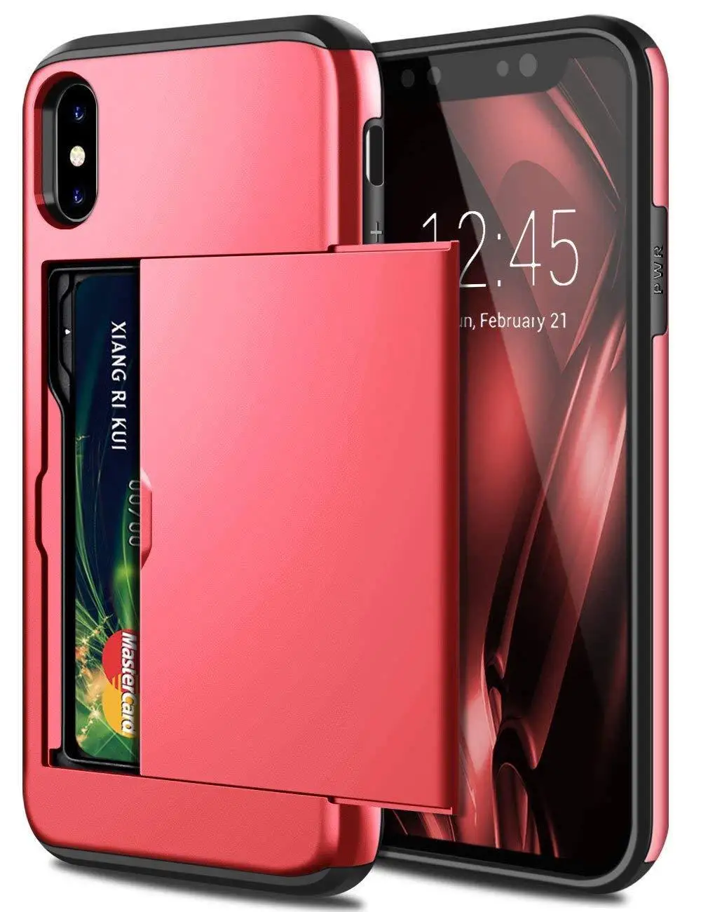Red Защитный чехол для карт для iPhone X XS MAX XR 7 8 Plus 6 6S чехол для samsung S9 S8 Plus S7 S6 Edge Note 9 чехол s - Цвет: Red