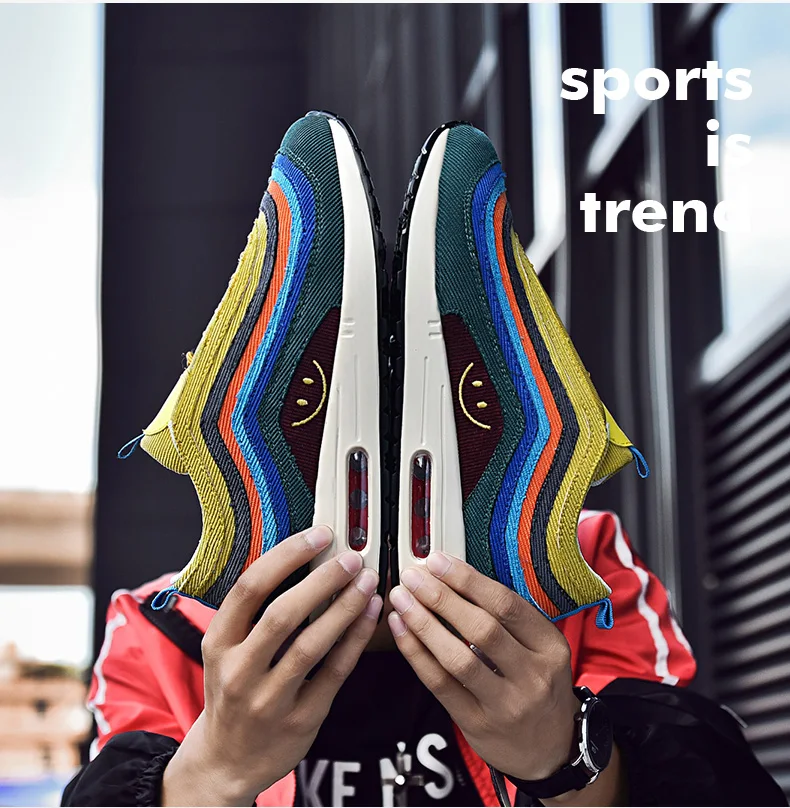 Мужская обувь для бега, новинка, радужные цвета, обувь Balenciaca Max and Air 97, Flyknit носок, кроссовки унисекс, кроссовки, Сникеры