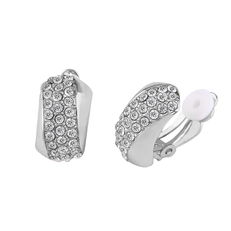Crystal Non Pierced Clip On Earrings For Woman Gold Sliver Bride No Cuff Wedding Party Fashion Jewelry ers-q47 | Украшения и