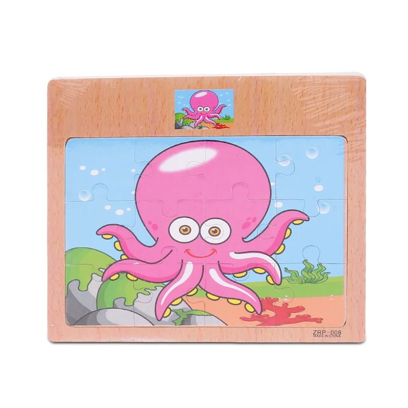 Squid Детская головоломка-головоломка, деревянная доска, игрушка-головоломка, детская От 1 до 5 лет, мультяшное животное и движение, Когнитивная головоломка для раннего образования - Цвет: Squid