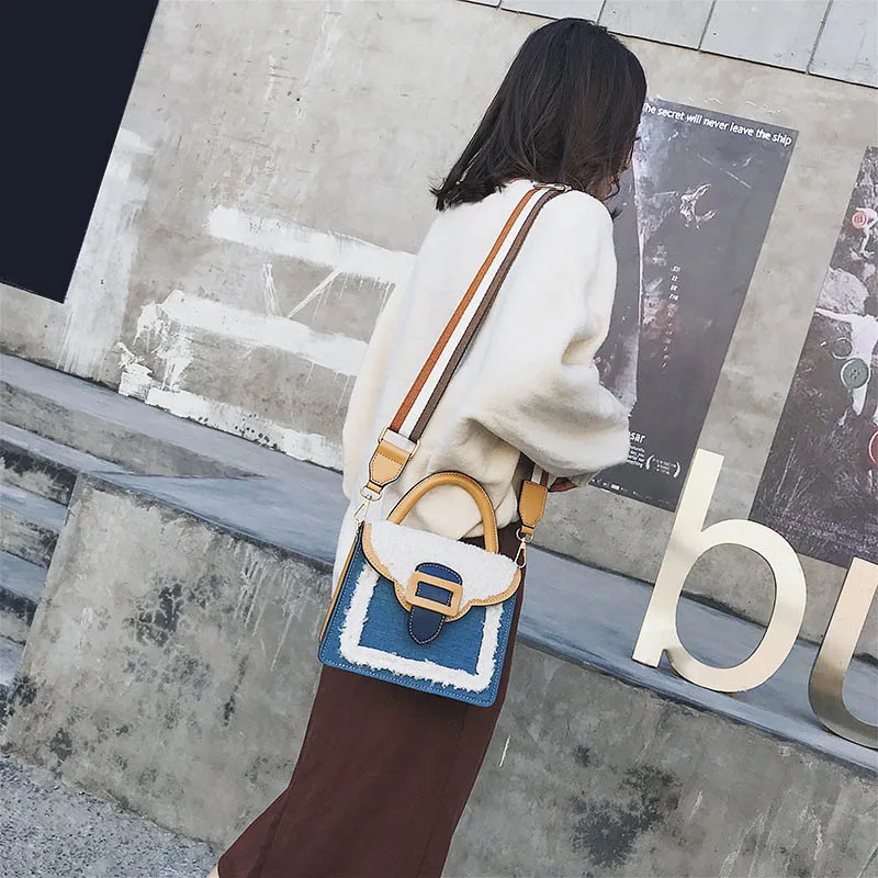 Moeluohouse Полосатый ремень для женщин девушка плеча Crossbody сумка строка плюшевые