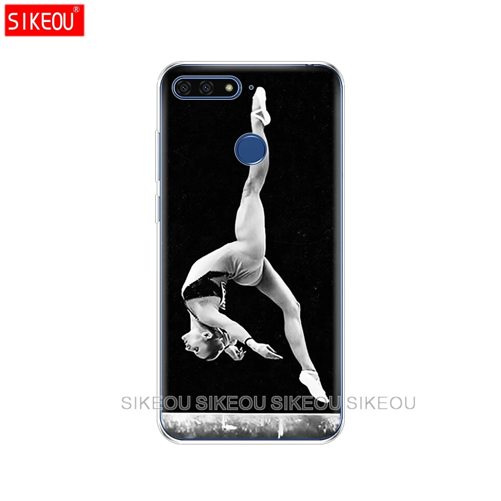 Silicone Cover Phone Case For Huawei Honor 7A PRO 7C Y5 Y6 Y7 Y9 2017 2018 Prime gymnastics silhouette | Мобильные телефоны и