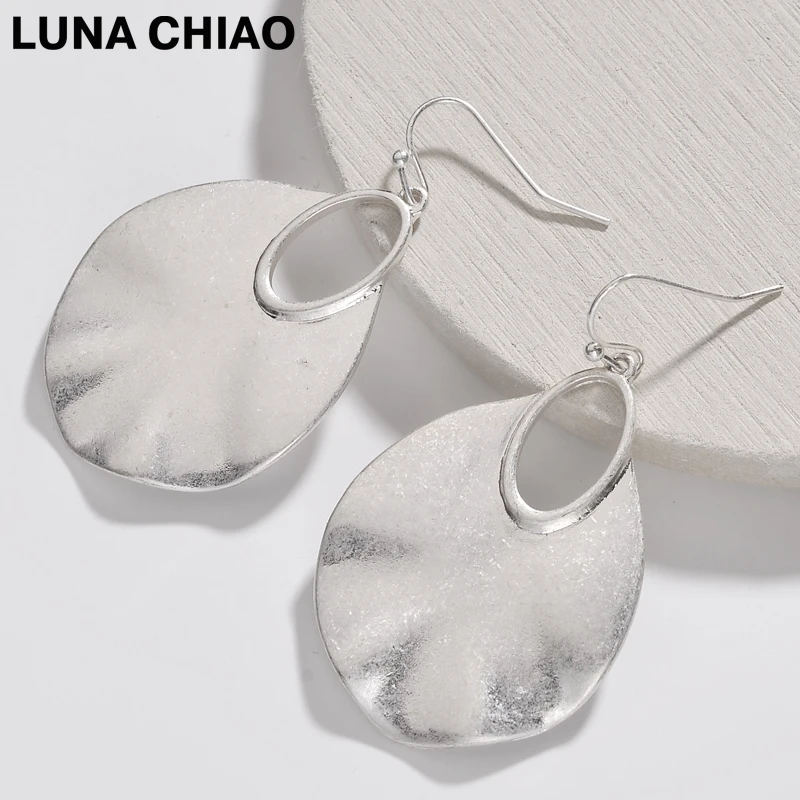 Женские кованые металлические серьги LUNA CHIAO модные поношенные с покрытием из