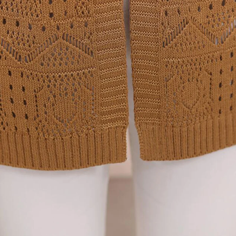

Middle-aged mom autumn long Hollow cardigan sweater 2018 new women loose Knit cardigan sweaters plus size shawl coat thin