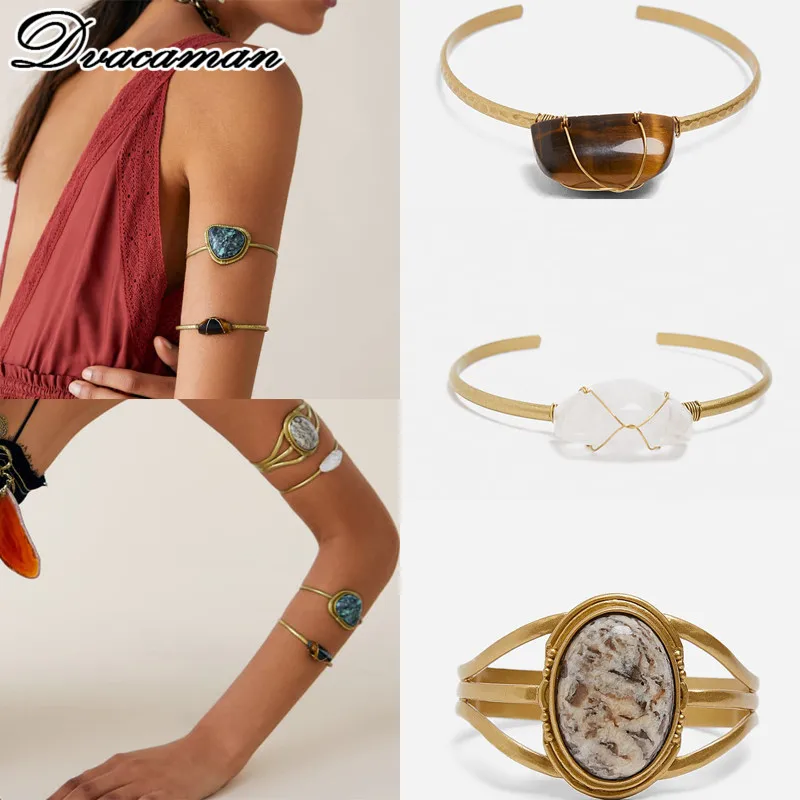 Dvacaman Boho ZA, женские серьги-капли с натуральным цветным камнем,, винтажные металлические массивные серьги с подвеской, вечерние этнические ювелирные изделия
